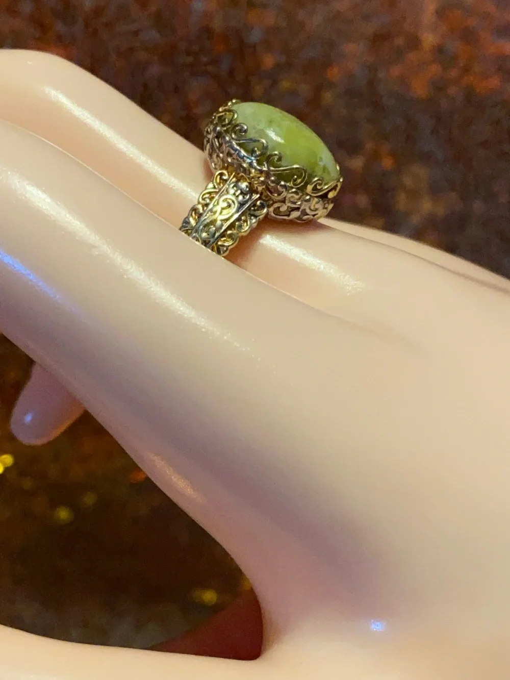 EverTrue Connemara Marble Celtic Filigree Ring 6.35ctw Size 10 NWT